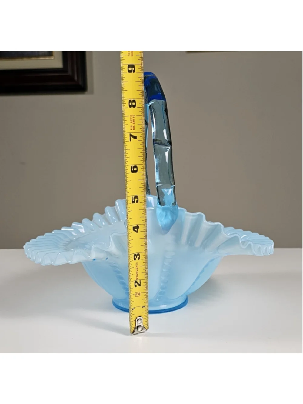 Vintage Fenton Blue Overlay Beaded Melon 9